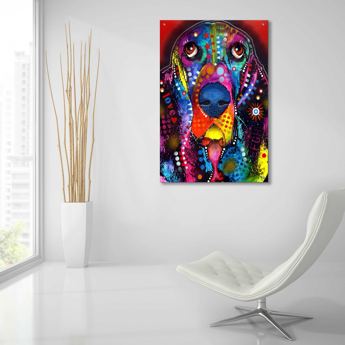 Epic Art 'Basset 2' by Dean Russo, Acrylic Glass Wall Art,24x36