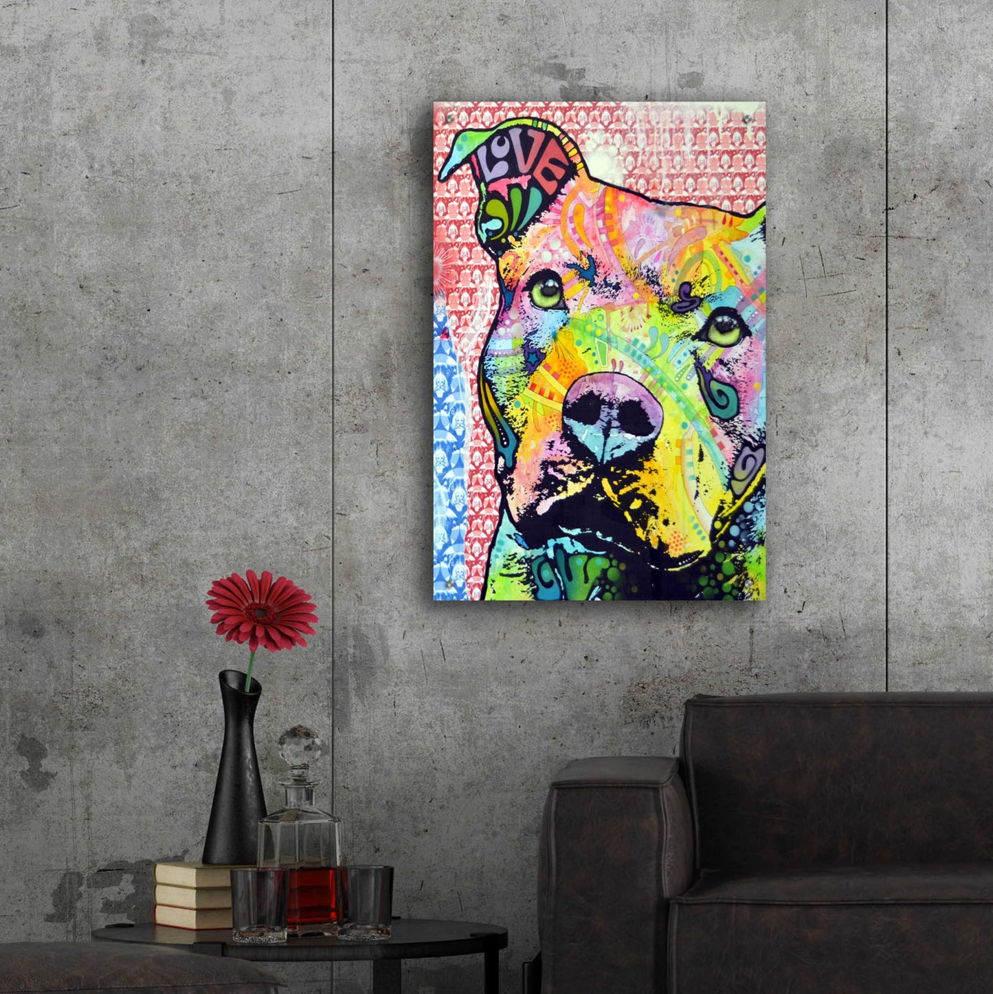 Epic Art 'Thoughtful Pit Bull This Years Love 2013 Part 1' by Dean Russo, Acrylic Glass Wall Art,24x36