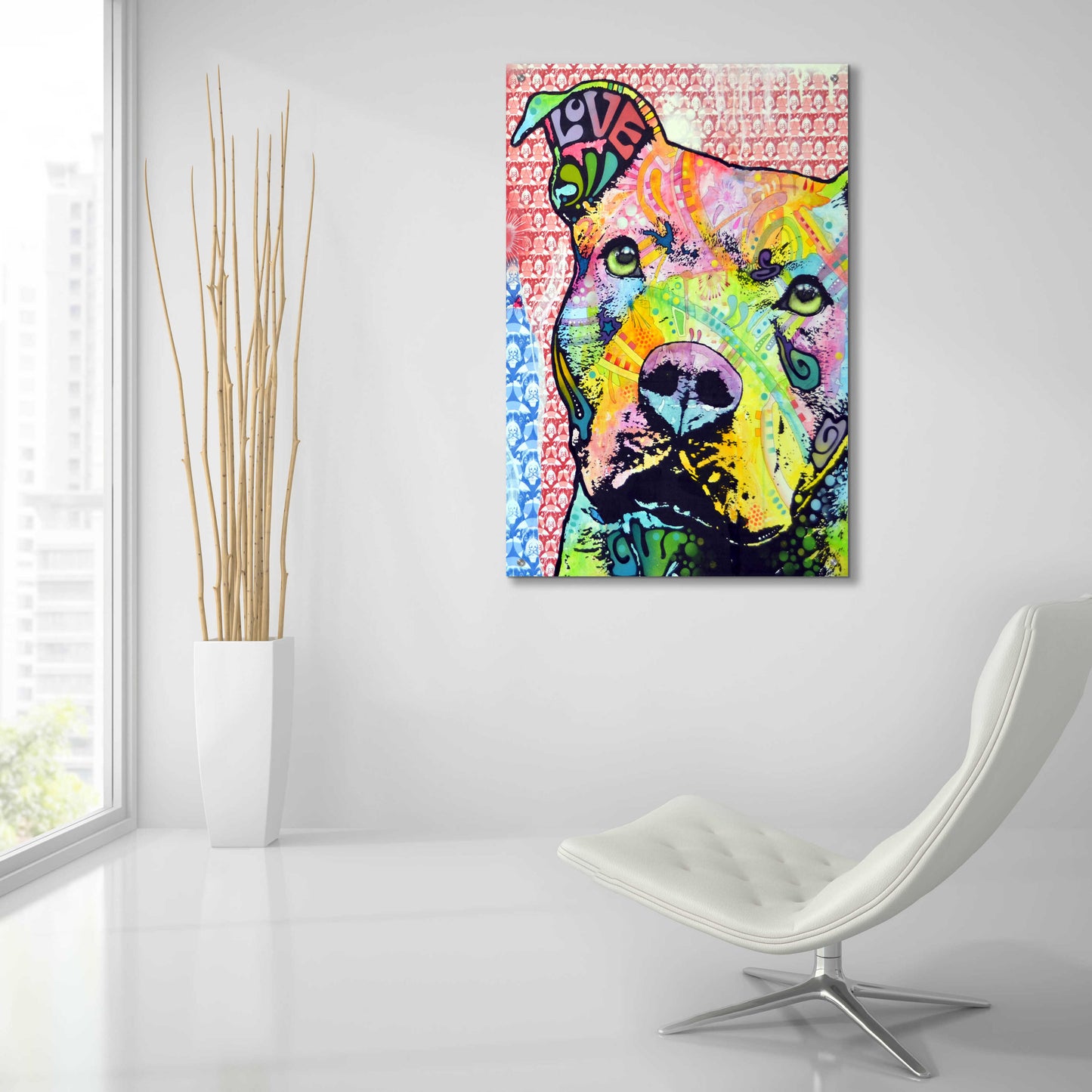 Epic Art 'Thoughtful Pit Bull This Years Love 2013 Part 1' by Dean Russo, Acrylic Glass Wall Art,24x36