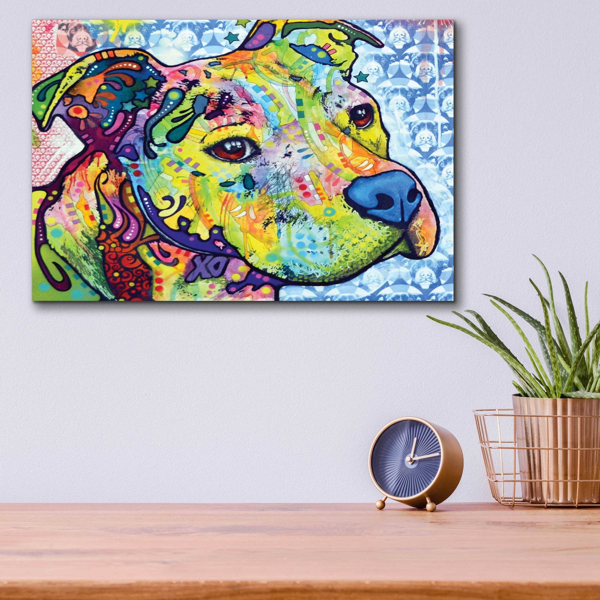 Epic Art 'Thoughtful Pit Bull This Years Love 2013 Part 2' by Dean Russo, Acrylic Glass Wall Art,16x12