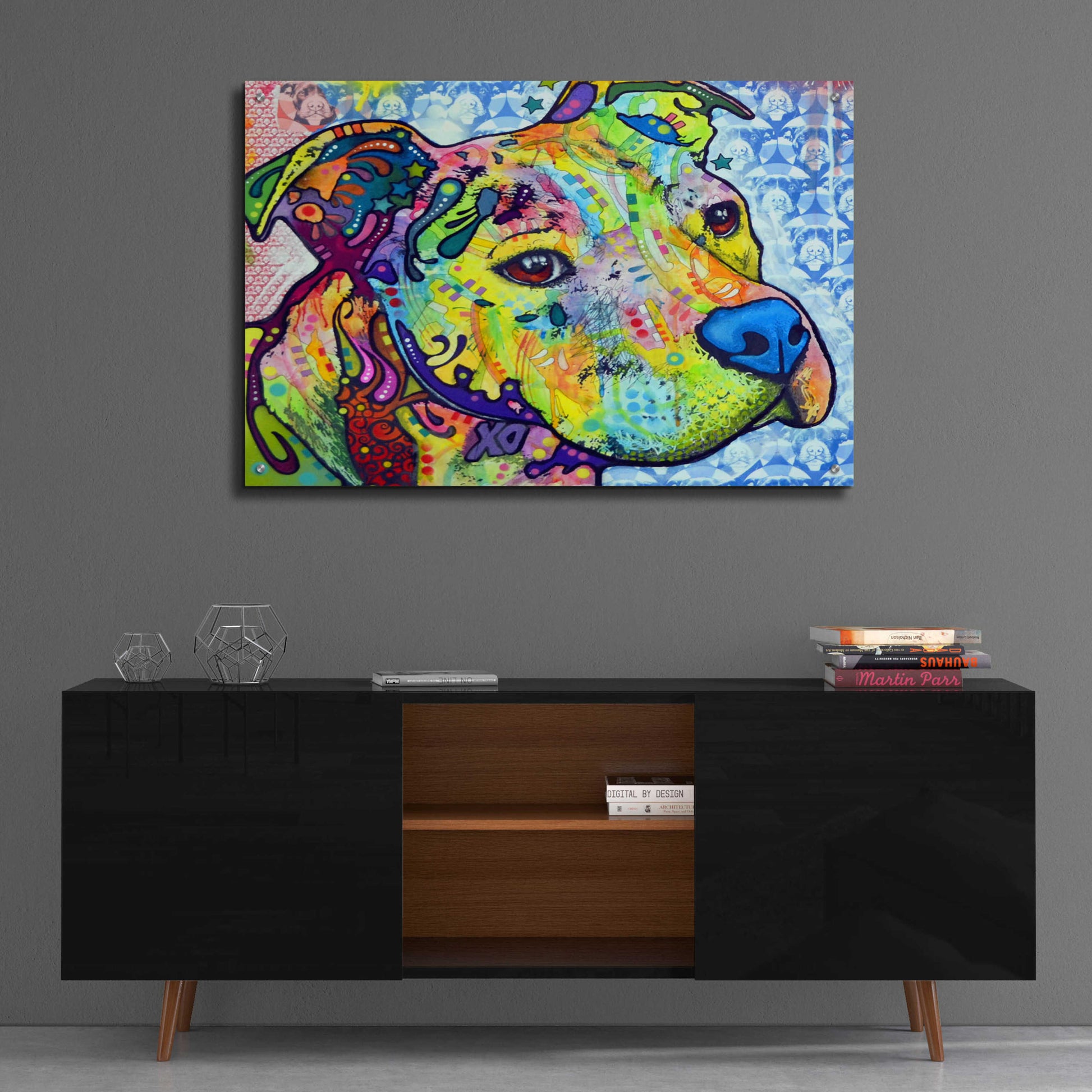 Epic Art 'Thoughtful Pit Bull This Years Love 2013 Part 2' by Dean Russo, Acrylic Glass Wall Art,36x24