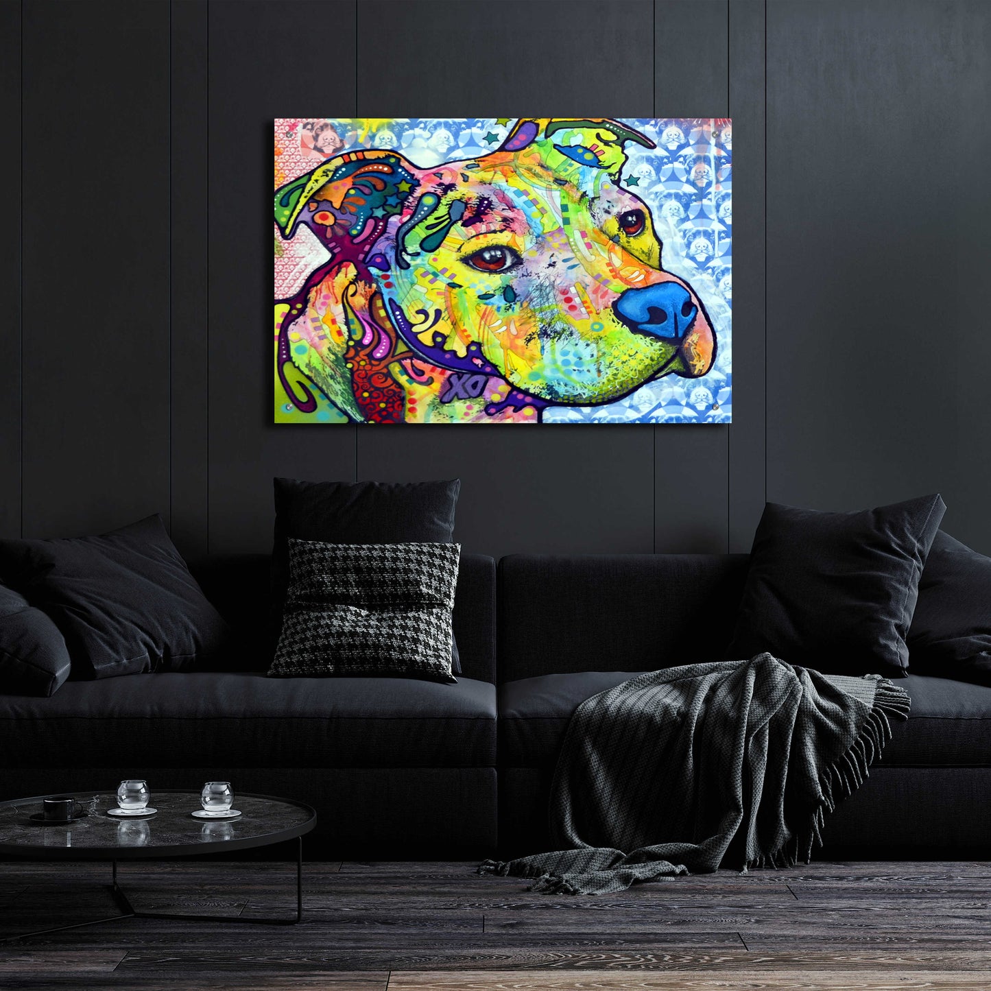 Epic Art 'Thoughtful Pit Bull This Years Love 2013 Part 2' by Dean Russo, Acrylic Glass Wall Art,36x24