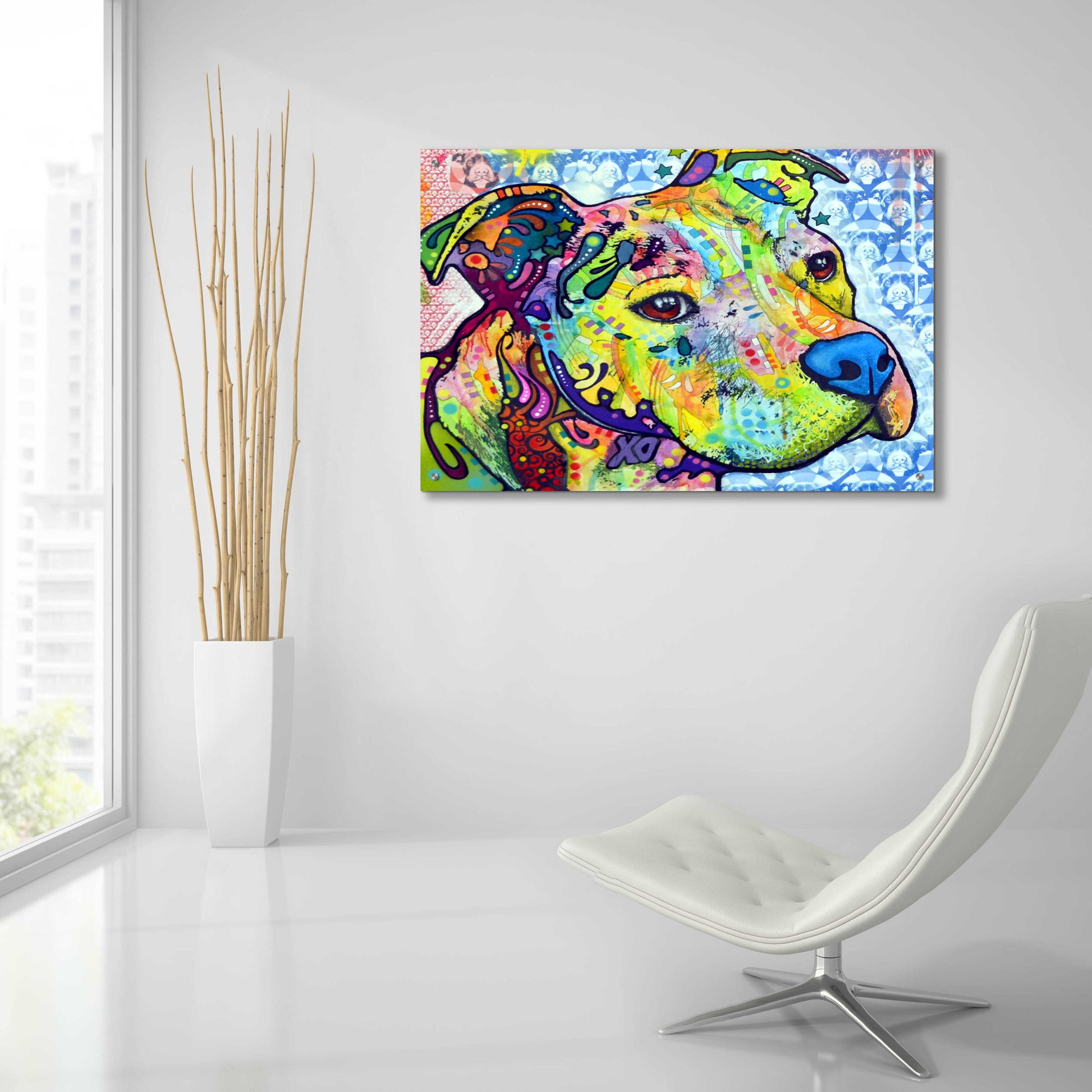 Epic Art 'Thoughtful Pit Bull This Years Love 2013 Part 2' by Dean Russo, Acrylic Glass Wall Art,36x24