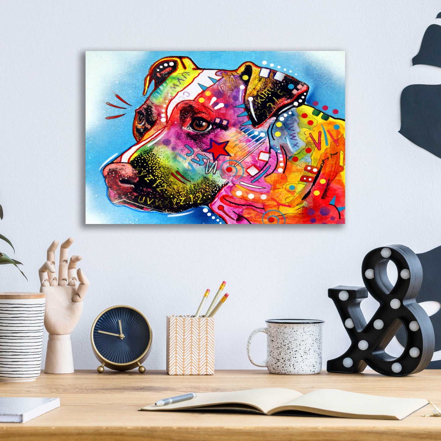 Epic Art 'Pit Bull 1059' by Dean Russo, Acrylic Glass Wall Art,16x12