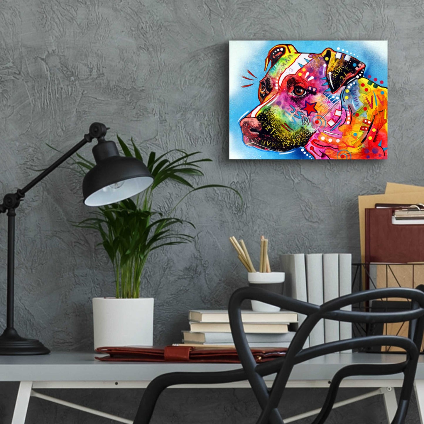 Epic Art 'Pit Bull 1059' by Dean Russo, Acrylic Glass Wall Art,16x12