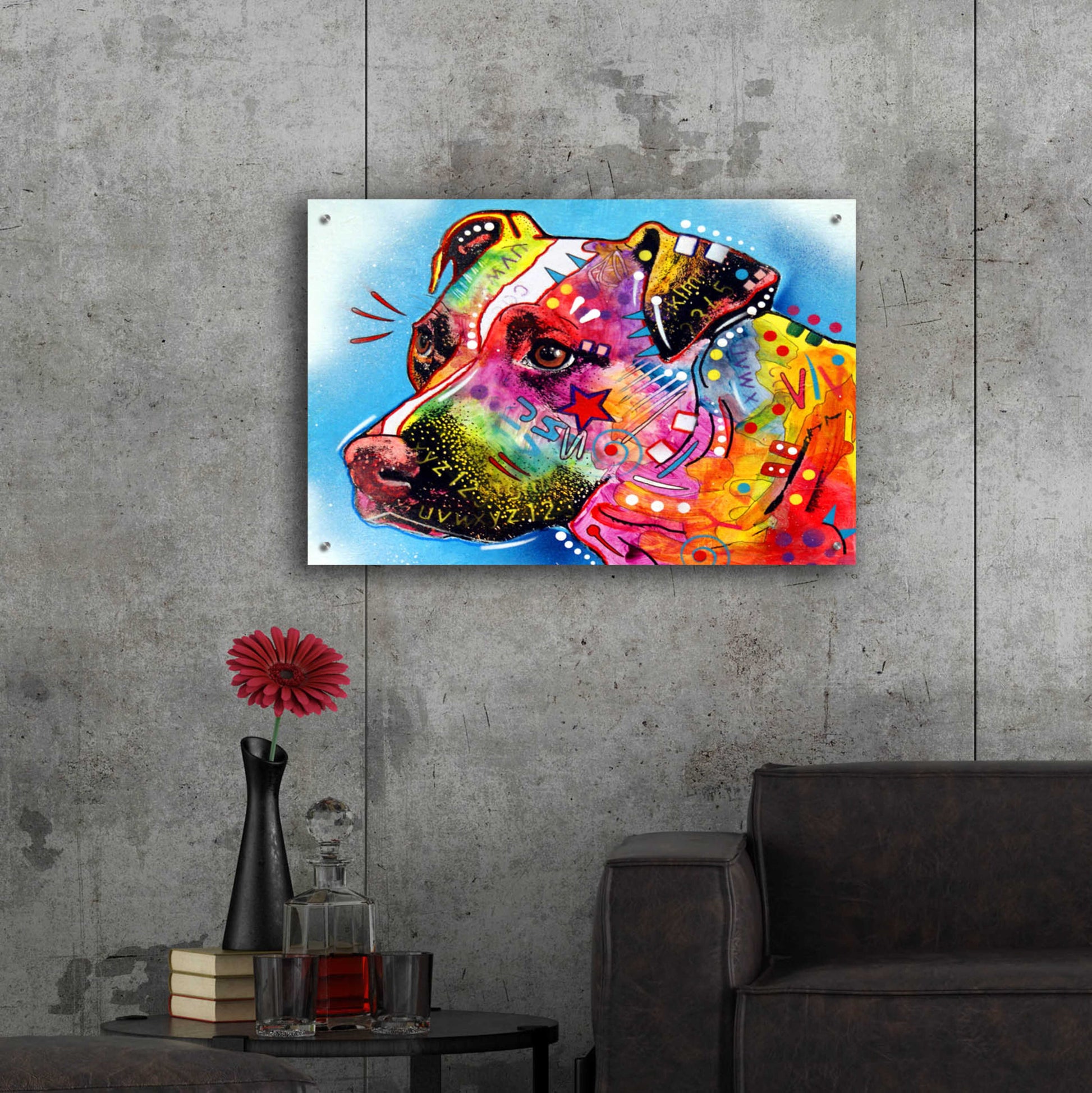 Epic Art 'Pit Bull 1059' by Dean Russo, Acrylic Glass Wall Art,36x24