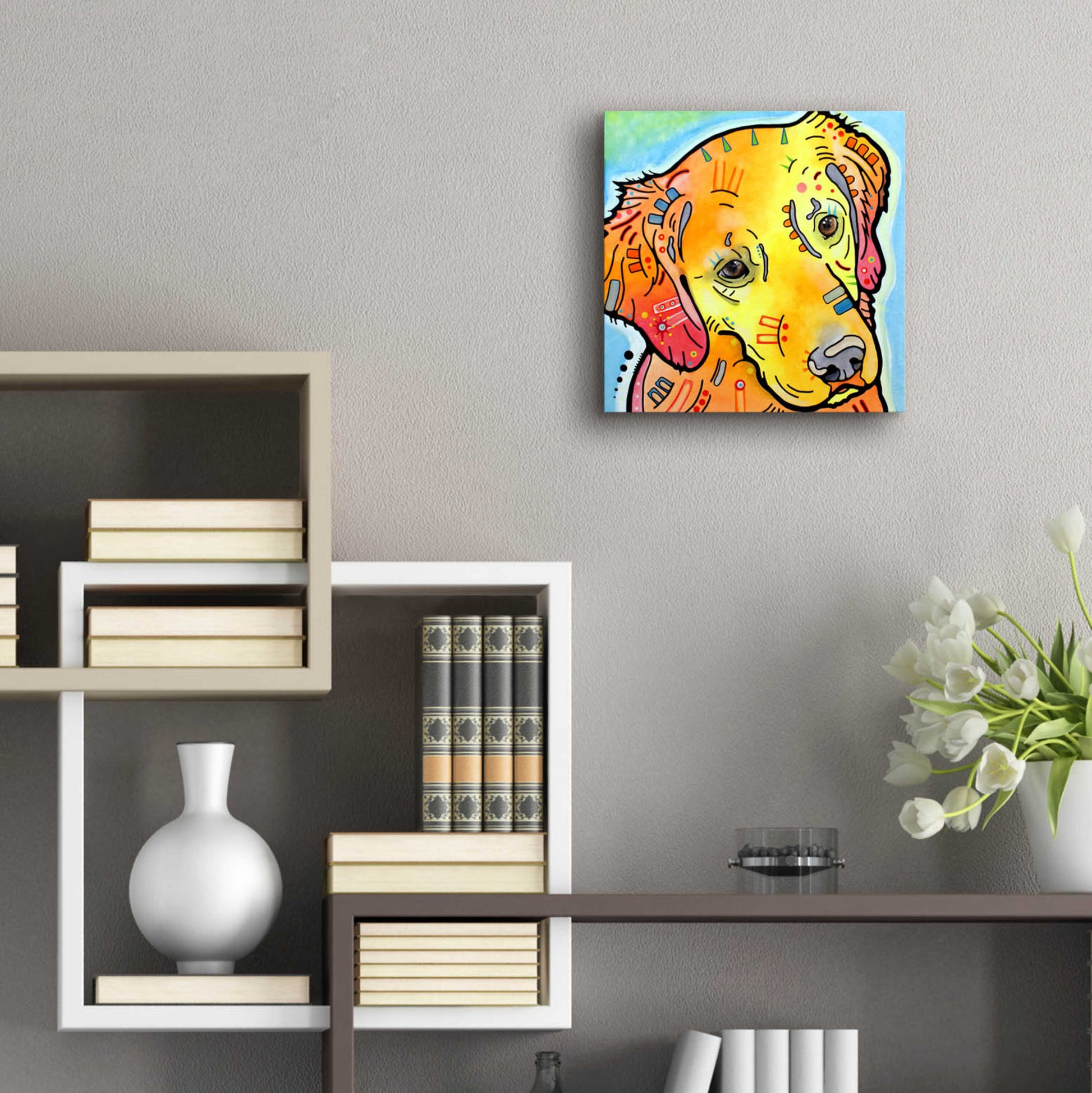 Epic Art 'The Golden(Ish) Retriever' by Dean Russo, Acrylic Glass Wall Art,12x12