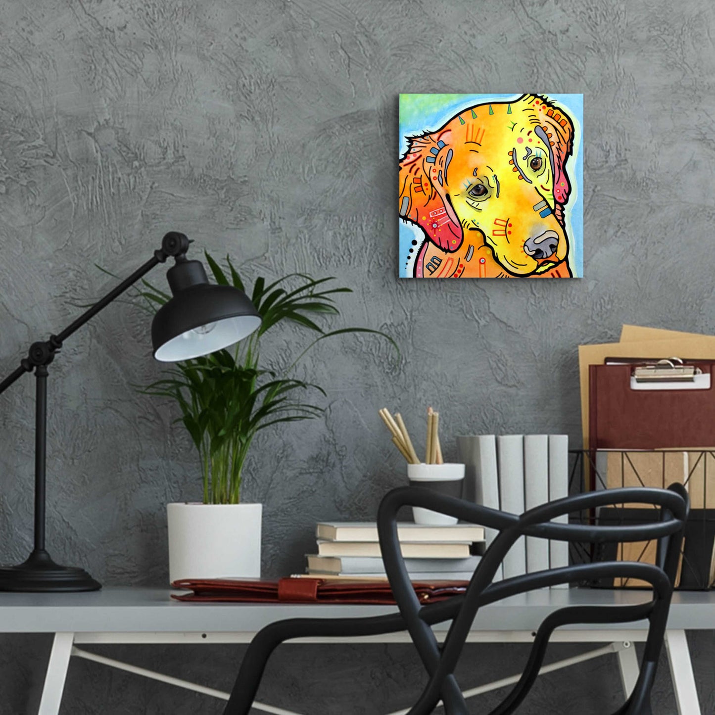 Epic Art 'The Golden(Ish) Retriever' by Dean Russo, Acrylic Glass Wall Art,12x12