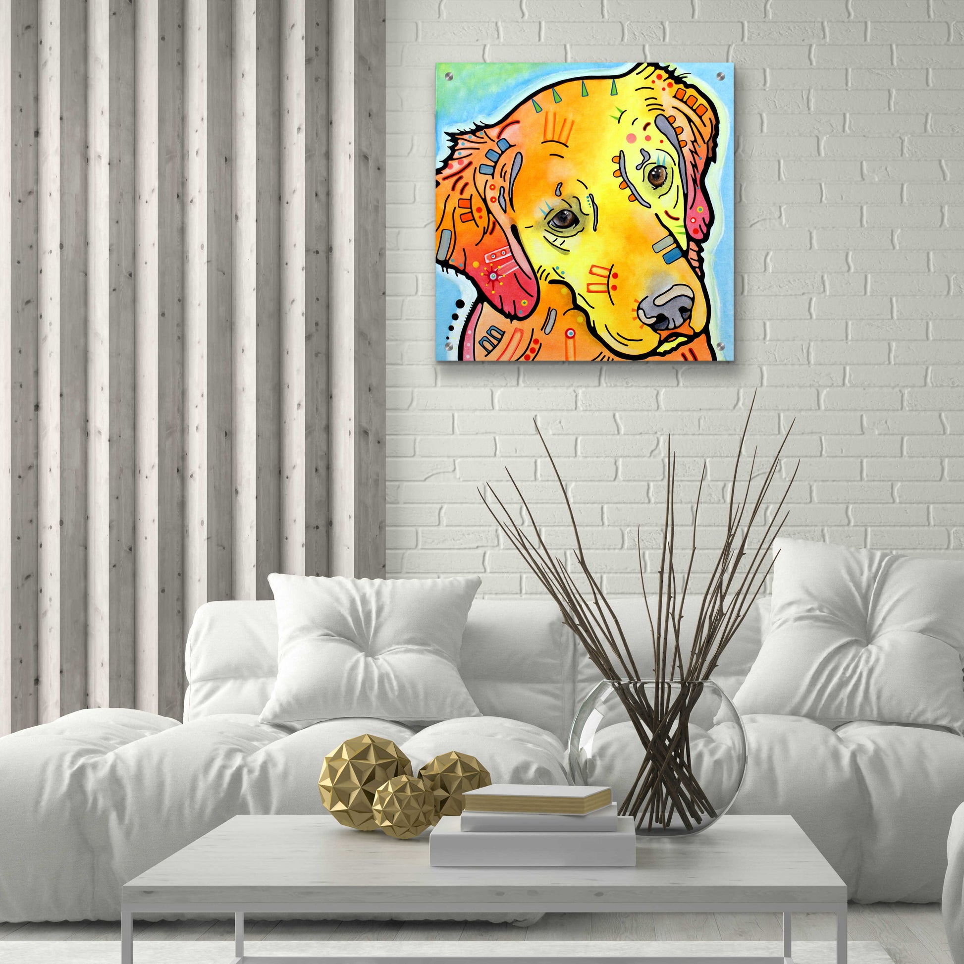 Epic Art 'The Golden(Ish) Retriever' by Dean Russo, Acrylic Glass Wall Art,24x24