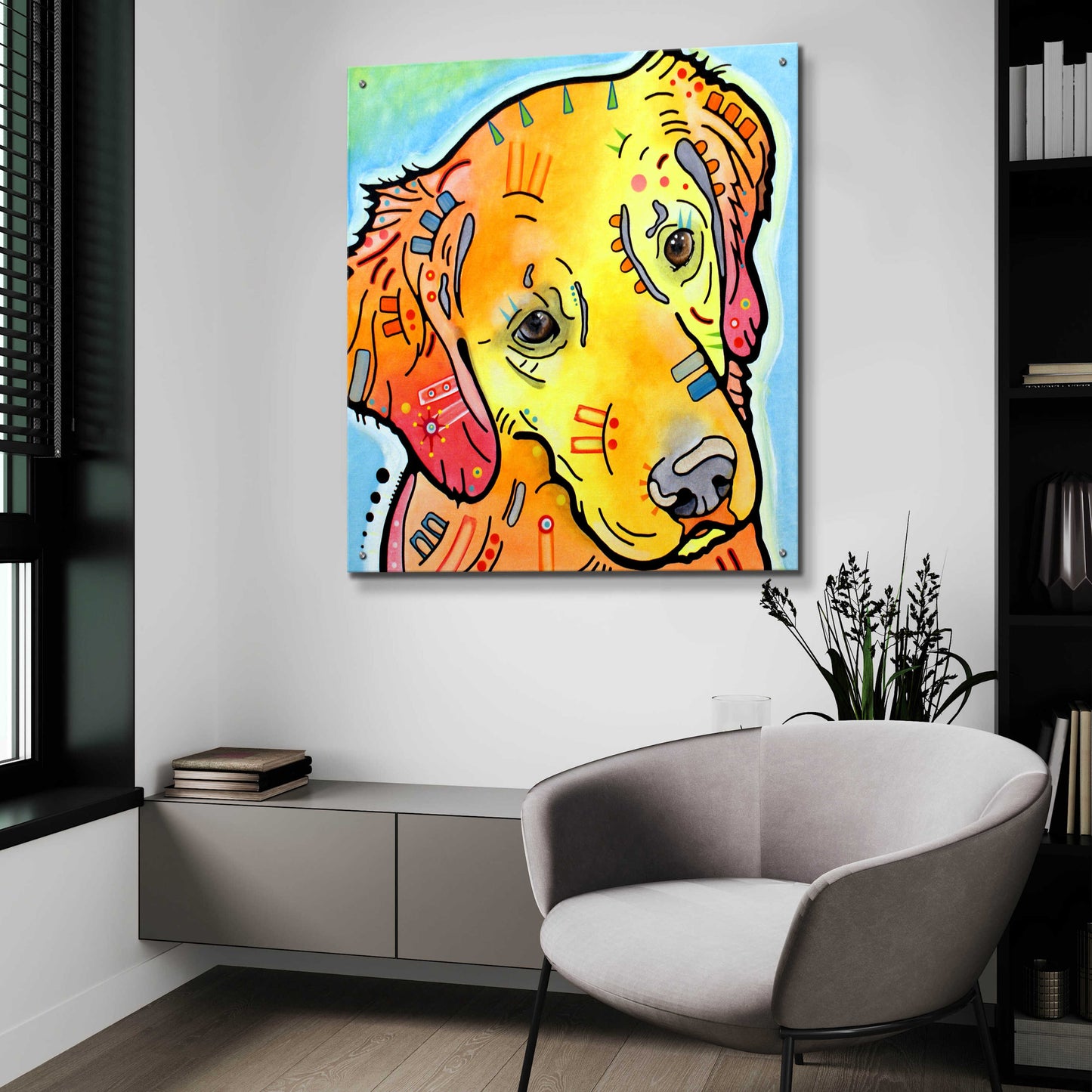 Epic Art 'The Golden(Ish) Retriever' by Dean Russo, Acrylic Glass Wall Art,36x36