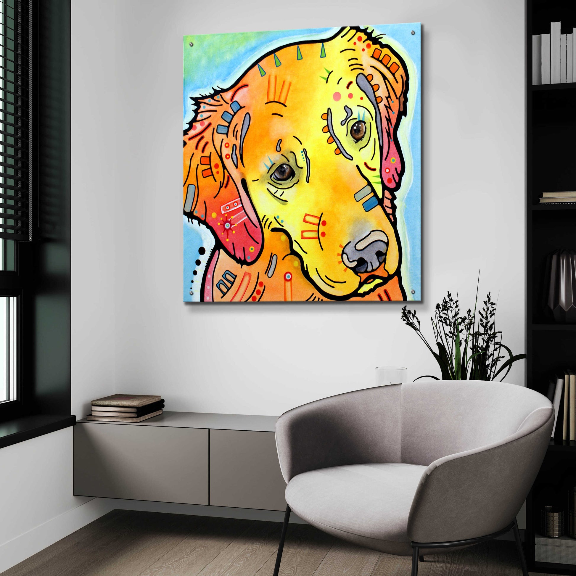 Epic Art 'The Golden(Ish) Retriever' by Dean Russo, Acrylic Glass Wall Art,36x36