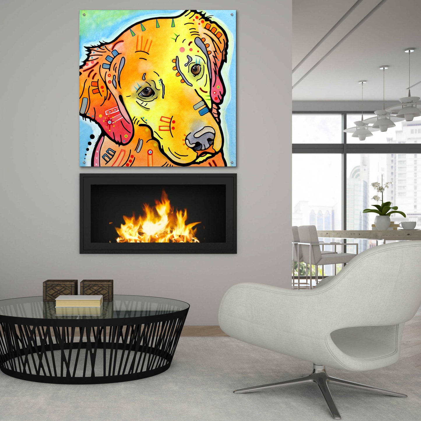 Epic Art 'The Golden(Ish) Retriever' by Dean Russo, Acrylic Glass Wall Art,36x36