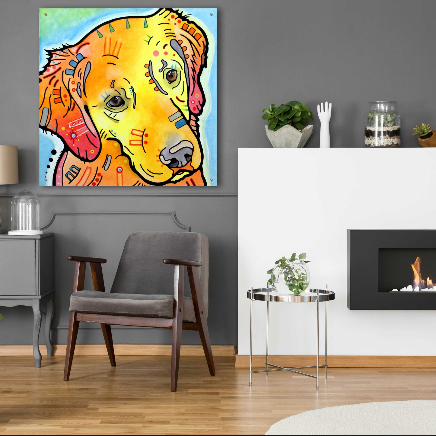 Epic Art 'The Golden(Ish) Retriever' by Dean Russo, Acrylic Glass Wall Art,36x36