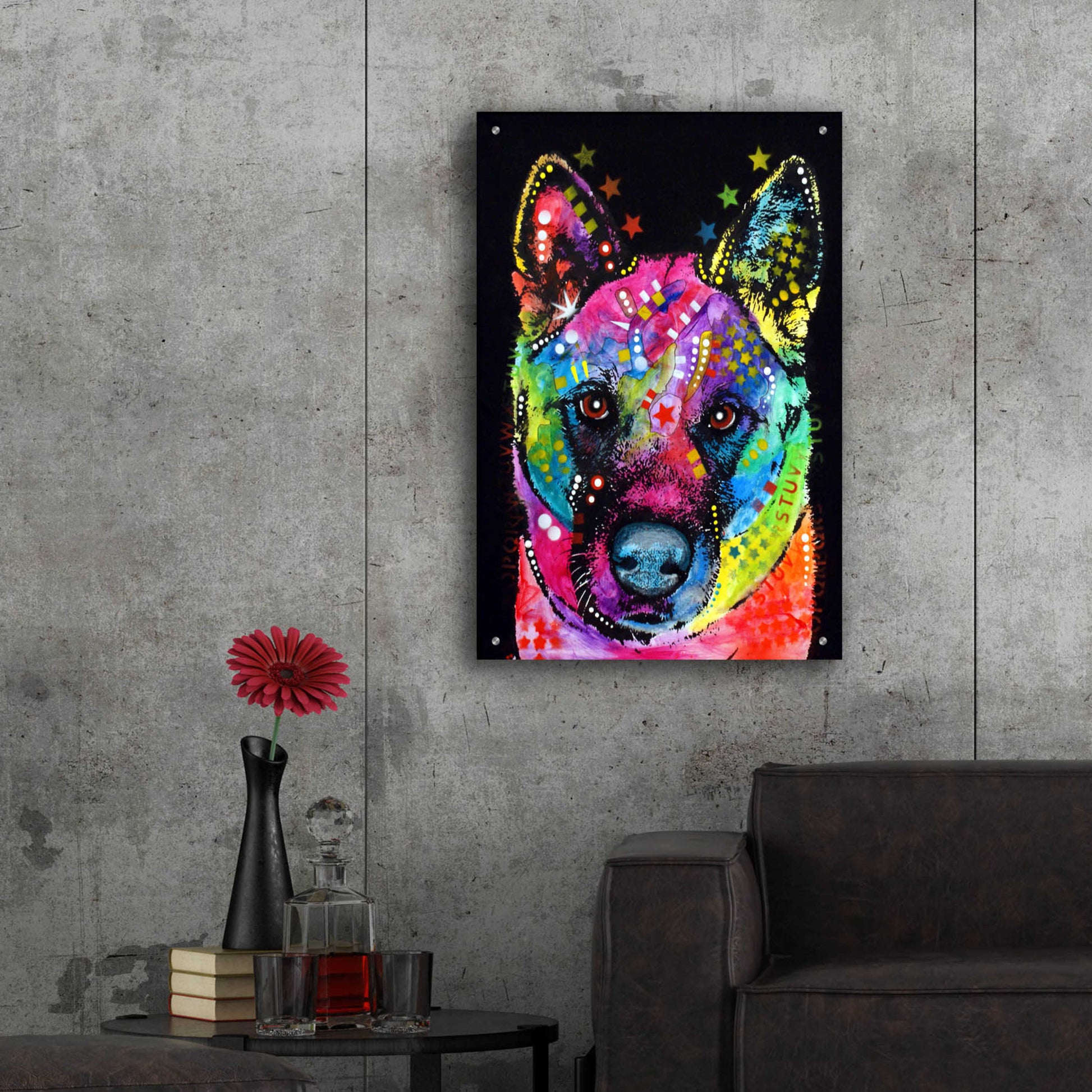 Epic Art 'Akita 2' by Dean Russo, Acrylic Glass Wall Art,24x36