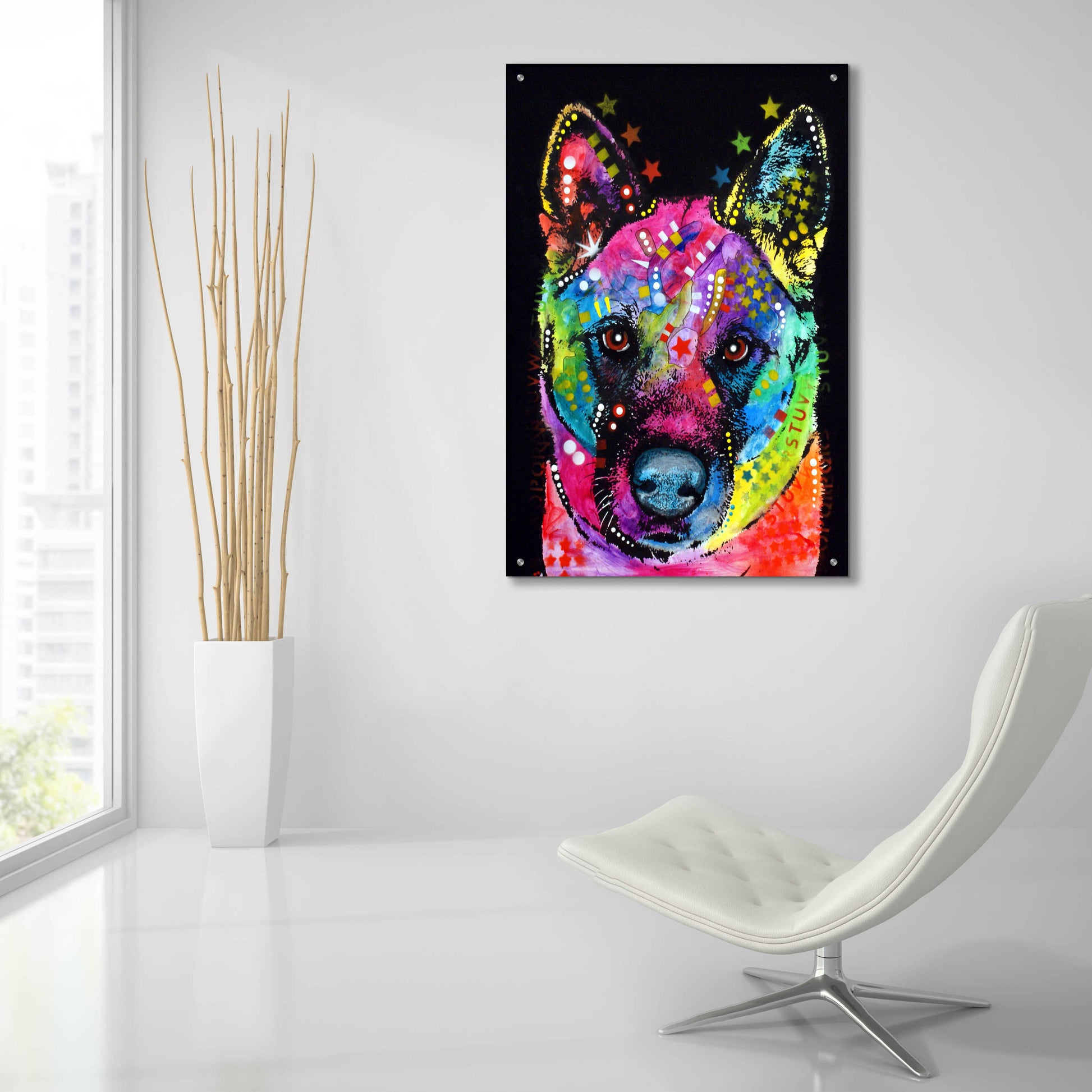 Epic Art 'Akita 2' by Dean Russo, Acrylic Glass Wall Art,24x36