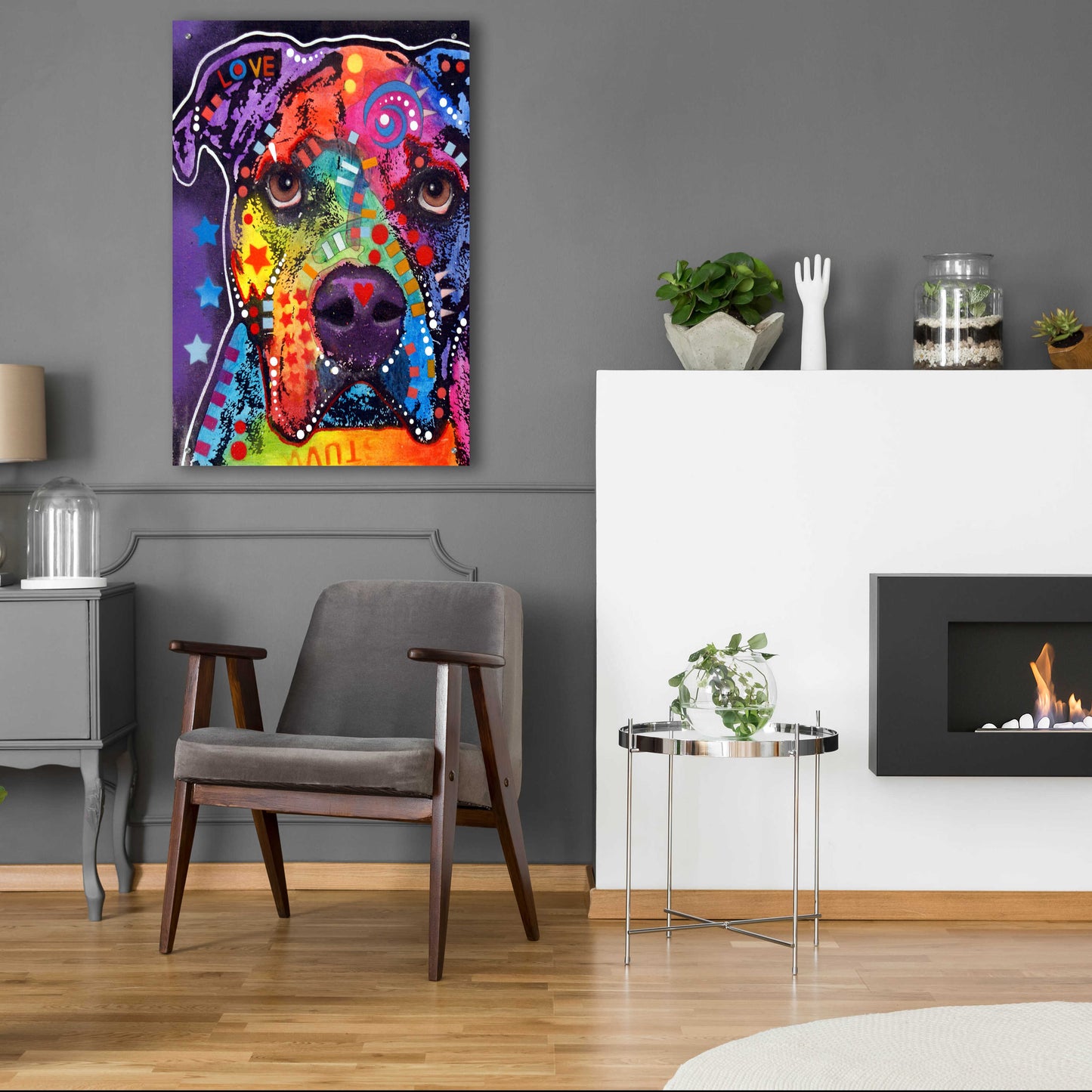 Epic Art 'American Bulldog 3' by Dean Russo, Acrylic Glass Wall Art,24x36