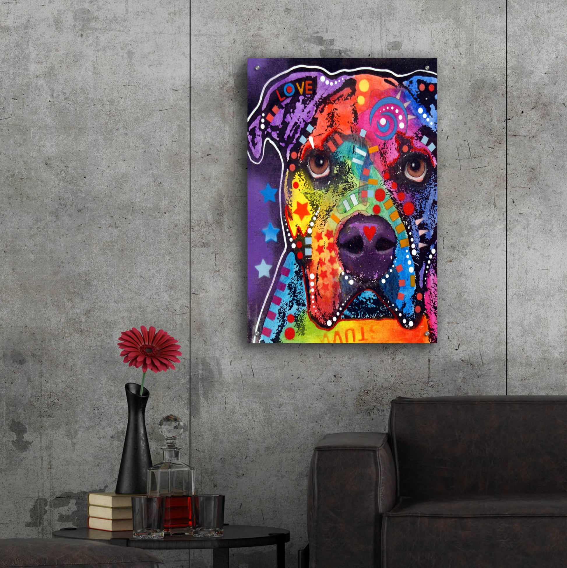 Epic Art 'American Bulldog 3' by Dean Russo, Acrylic Glass Wall Art,24x36