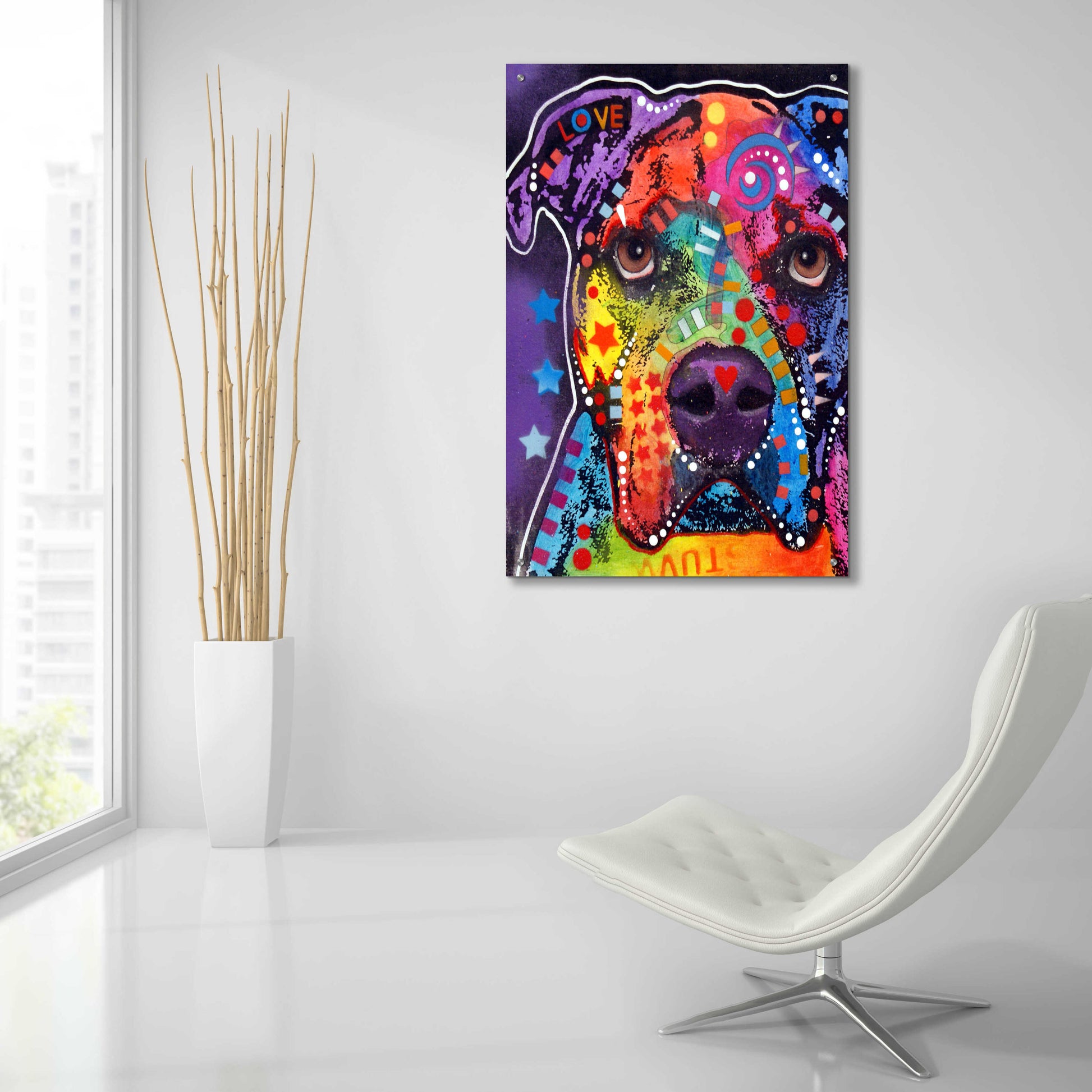 Epic Art 'American Bulldog 3' by Dean Russo, Acrylic Glass Wall Art,24x36