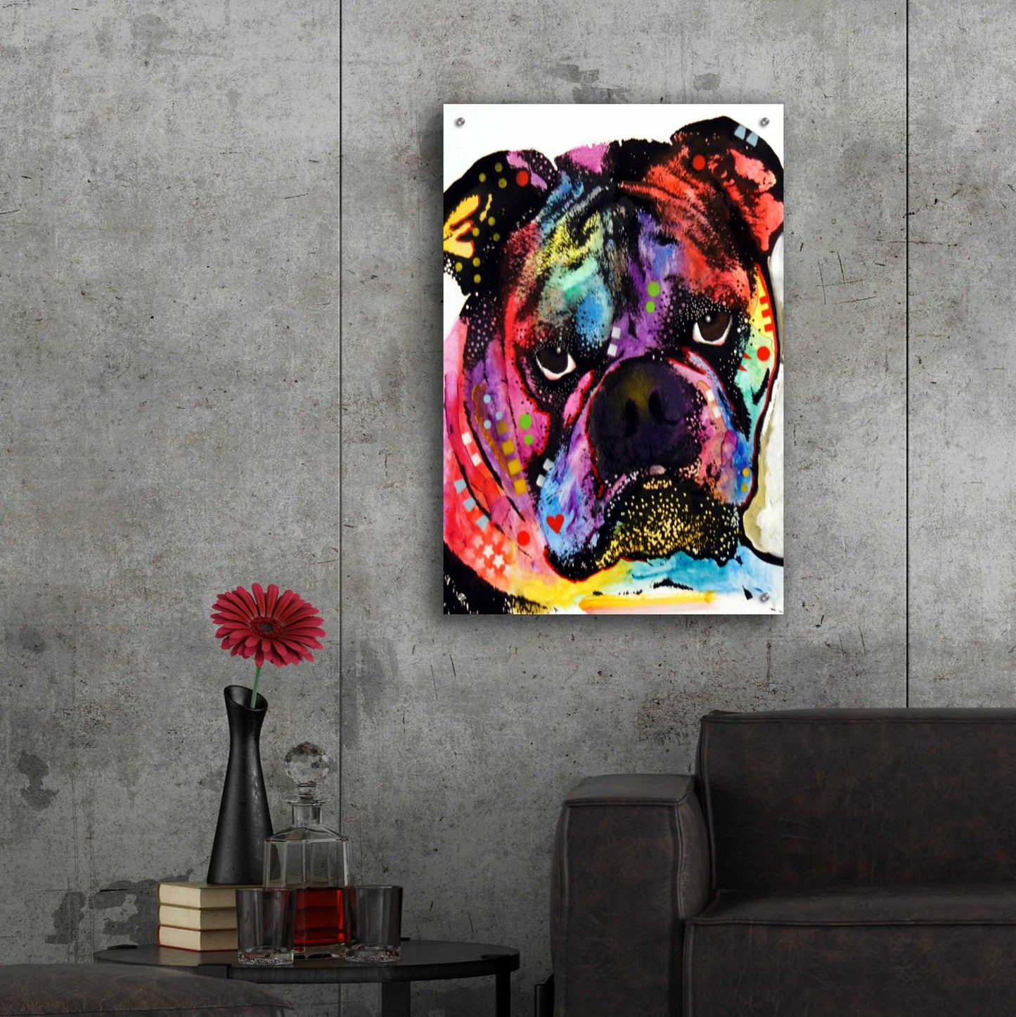 Epic Art 'Bulldog' by Dean Russo, Acrylic Glass Wall Art,24x36