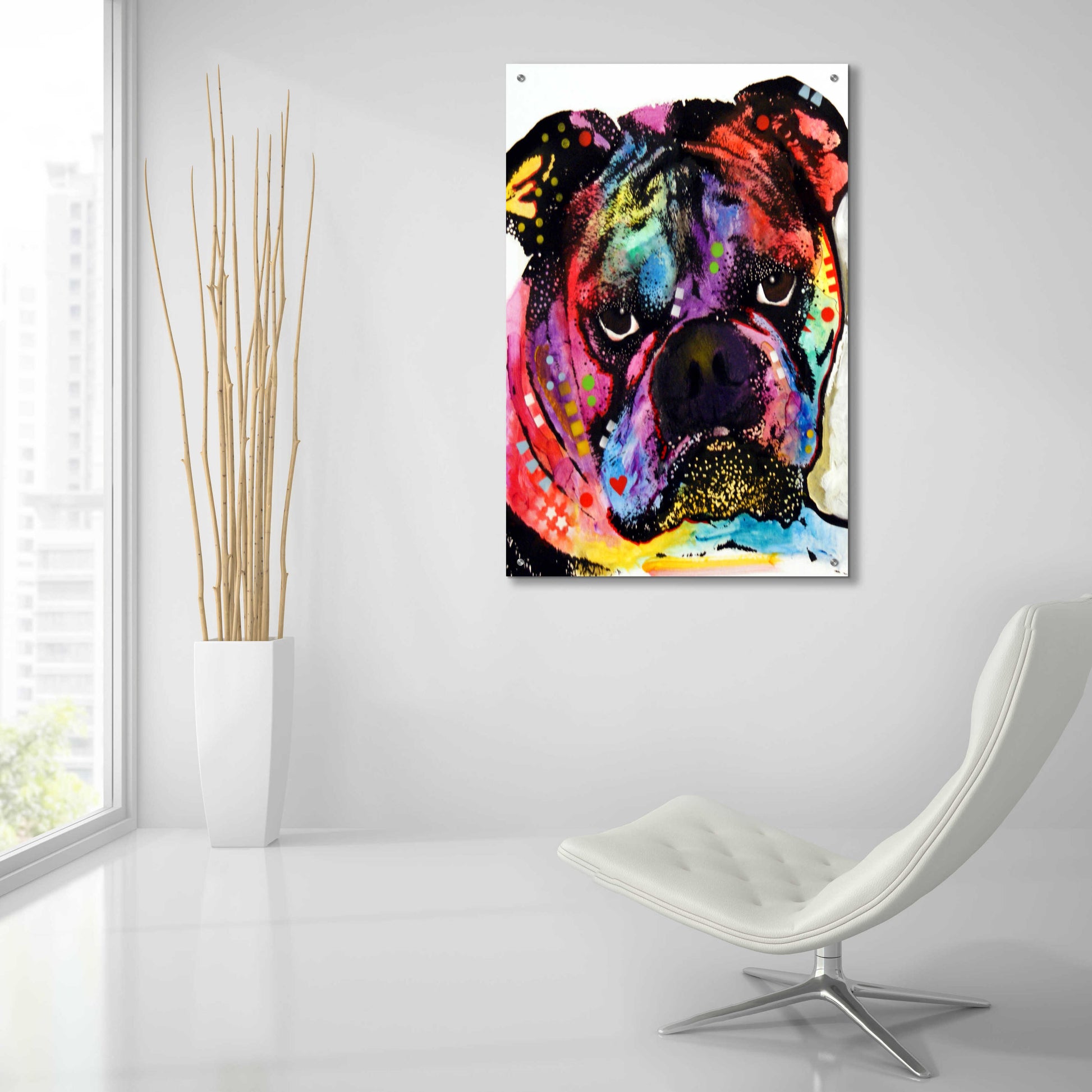 Epic Art 'Bulldog' by Dean Russo, Acrylic Glass Wall Art,24x36