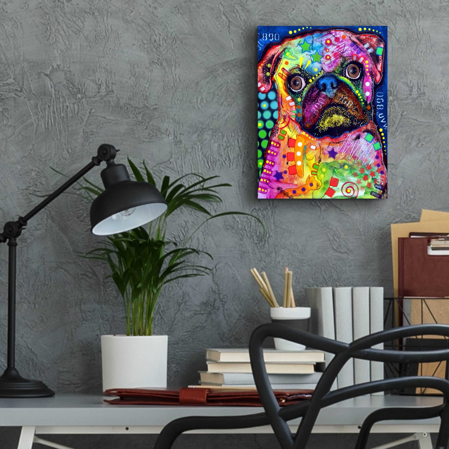 Epic Art 'Pug 2' by Dean Russo, Acrylic Glass Wall Art,12x16