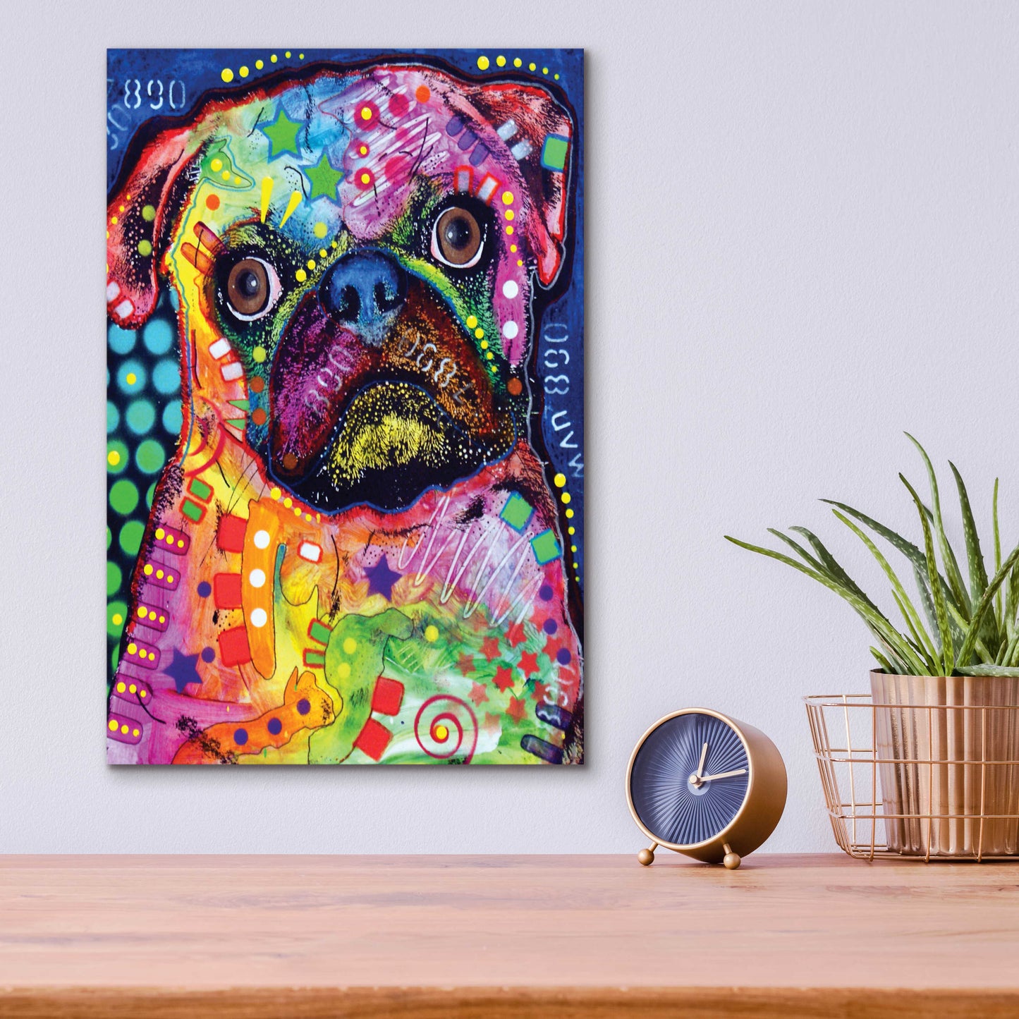 Epic Art 'Pug 2' by Dean Russo, Acrylic Glass Wall Art,12x16