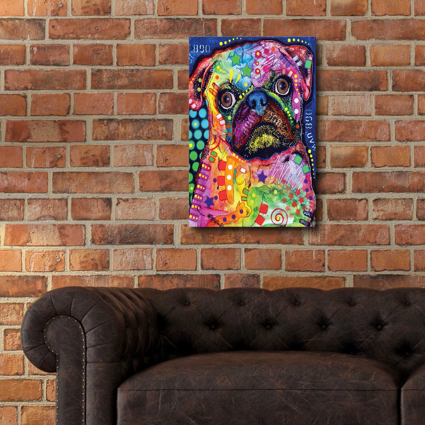 Epic Art 'Pug 2' by Dean Russo, Acrylic Glass Wall Art,16x24