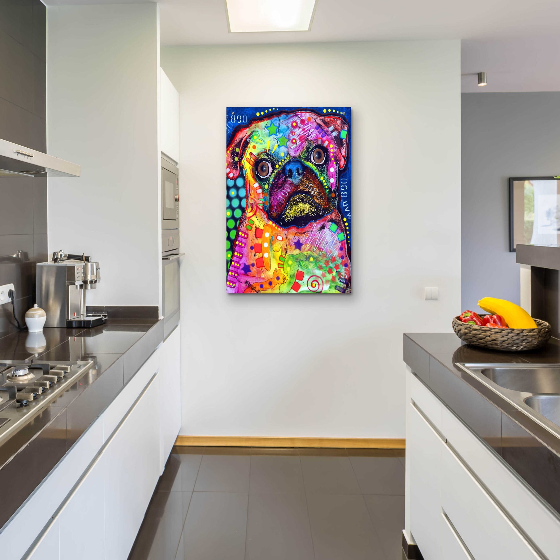 Epic Art 'Pug 2' by Dean Russo, Acrylic Glass Wall Art,24x36