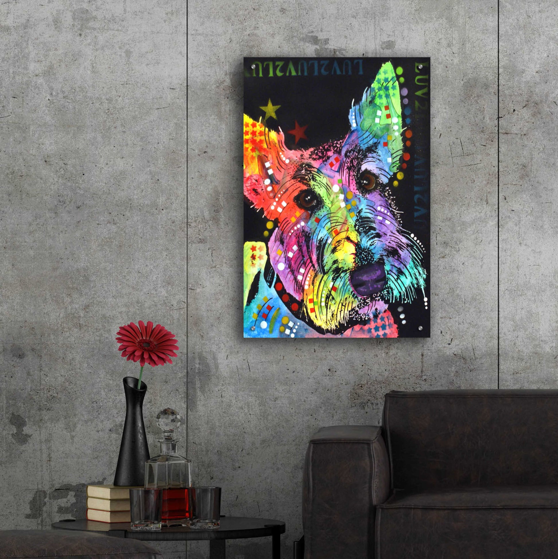 Epic Art 'Scottish Terrier' by Dean Russo, Acrylic Glass Wall Art,24x36