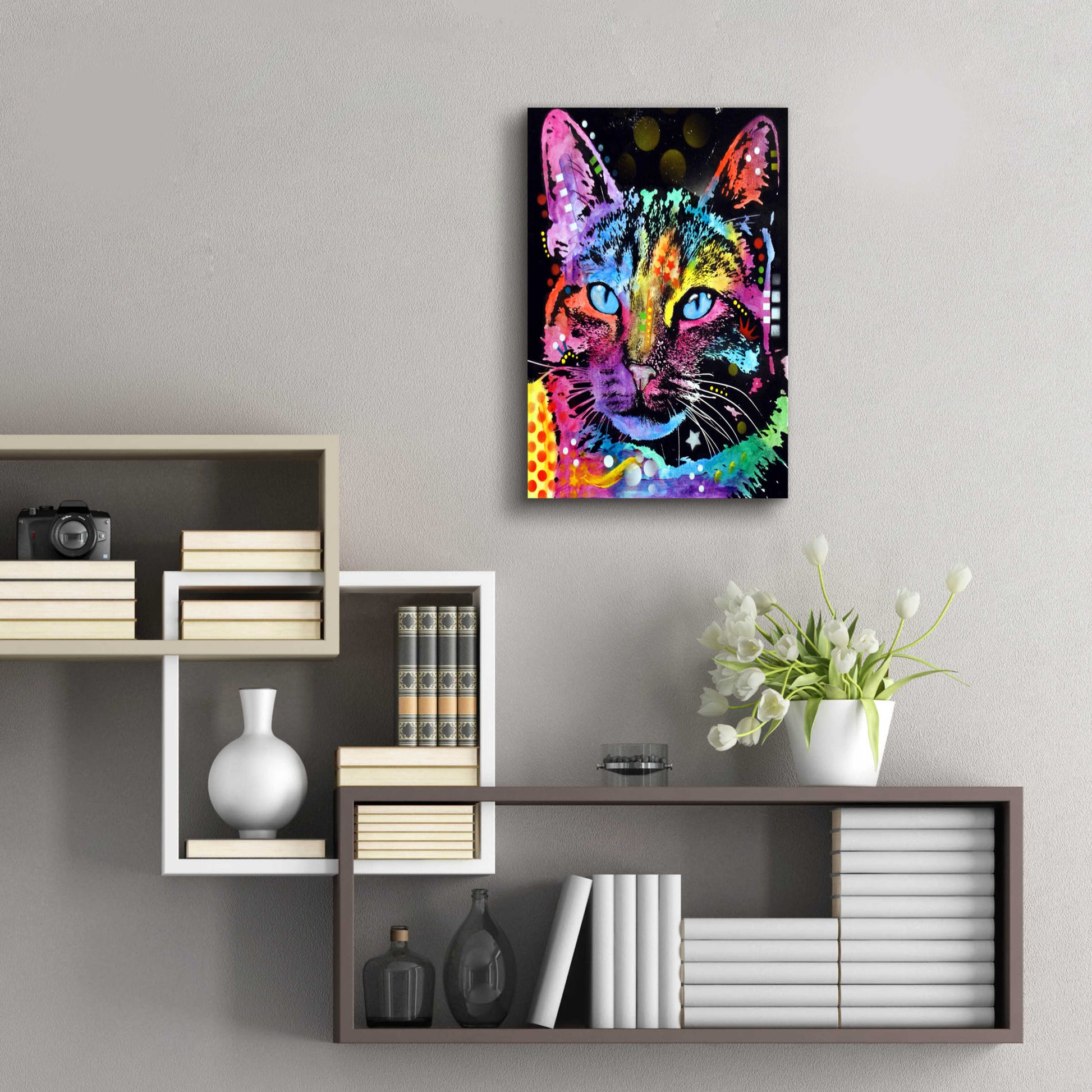 Epic Art 'Thoughtful Cat' by Dean Russo, Acrylic Glass Wall Art,16x24