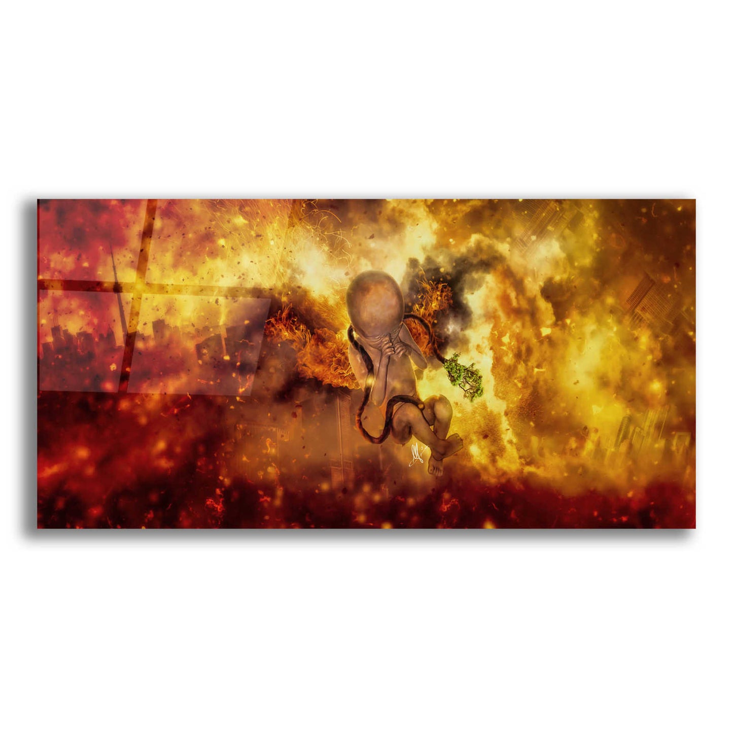 Epic Art 'Phoenix Newborn' by Mario Sanchez Nevado, Acrylic Glass Wall Art,48x24