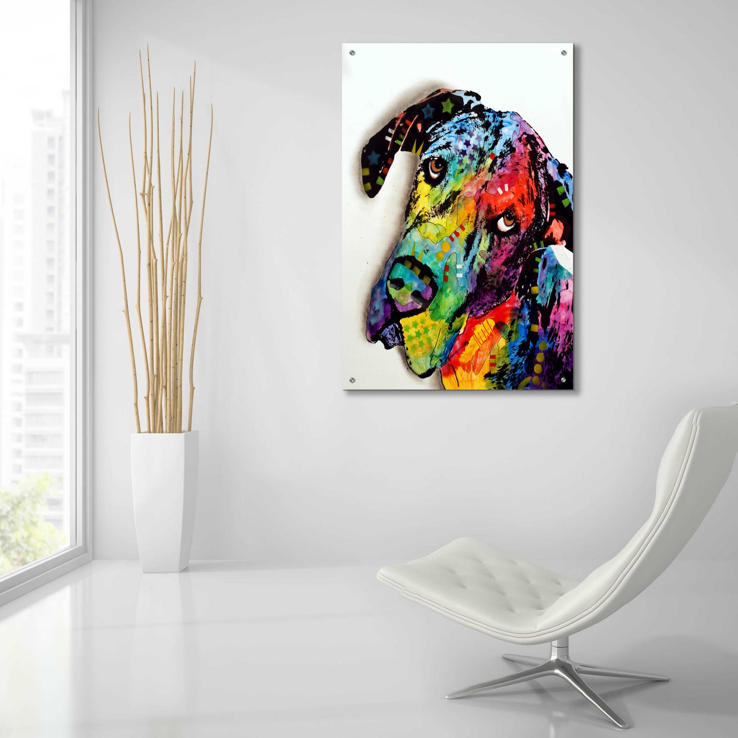 Epic Art 'Tilted Dane' by Dean Russo, Acrylic Glass Wall Art,24x36