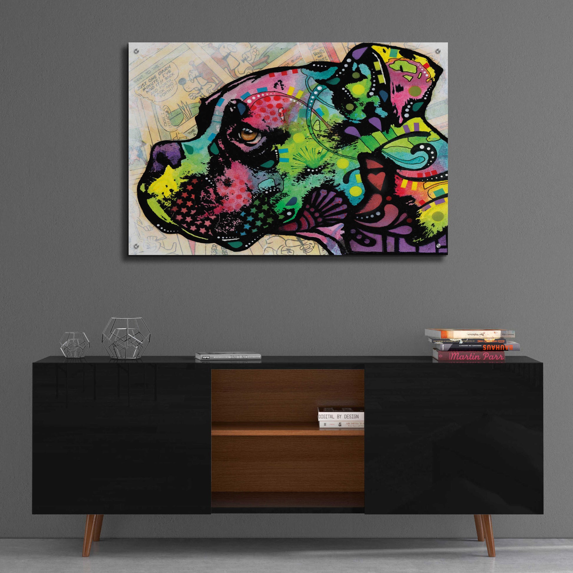 Epic Art 'Profile Boxer Deco' by Dean Russo, Acrylic Glass Wall Art,36x24