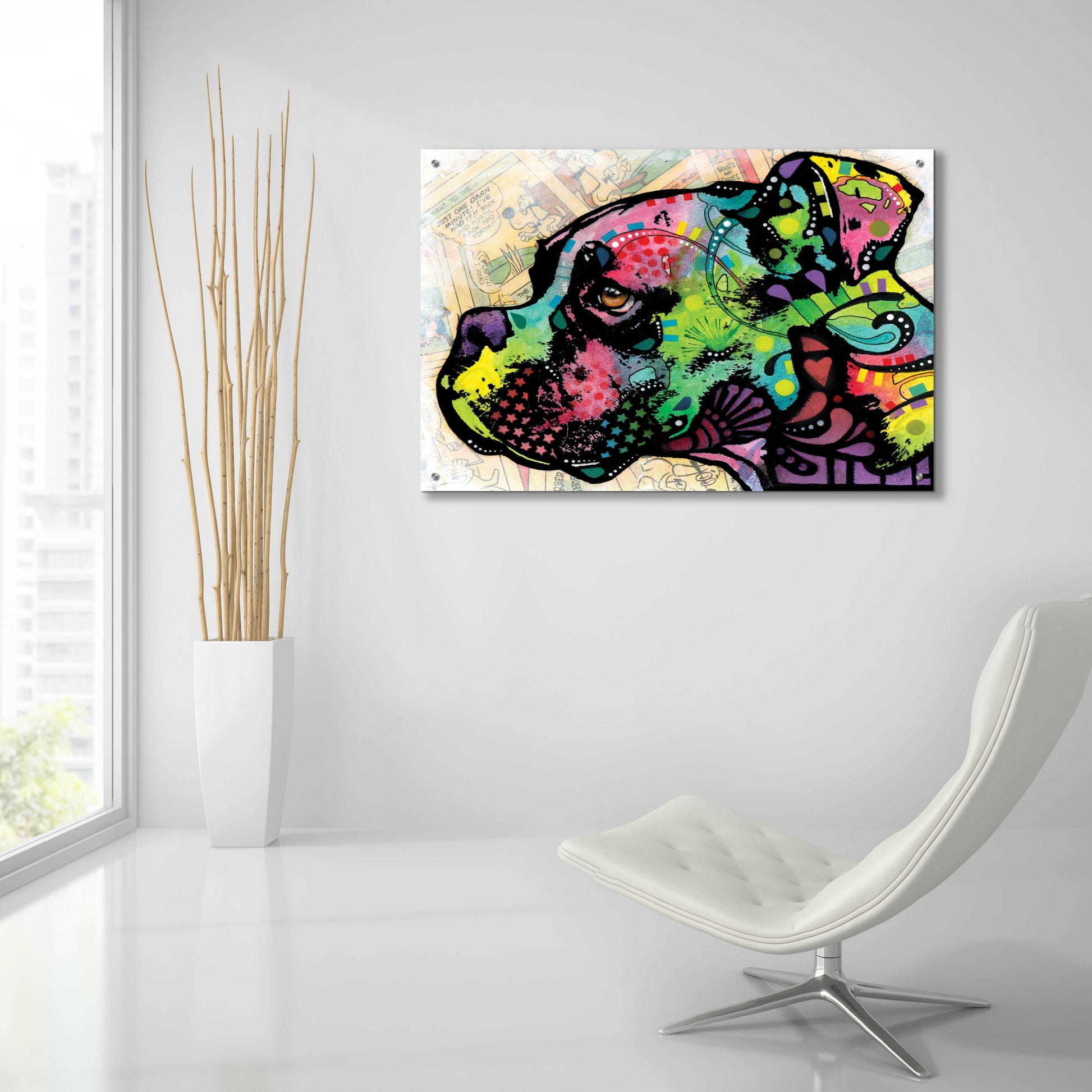 Epic Art 'Profile Boxer Deco' by Dean Russo, Acrylic Glass Wall Art,36x24