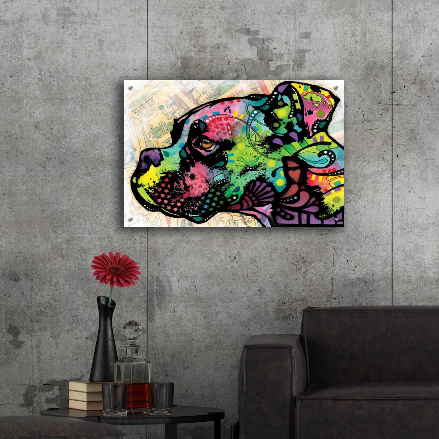 Epic Art 'Profile Boxer Deco' by Dean Russo, Acrylic Glass Wall Art,36x24