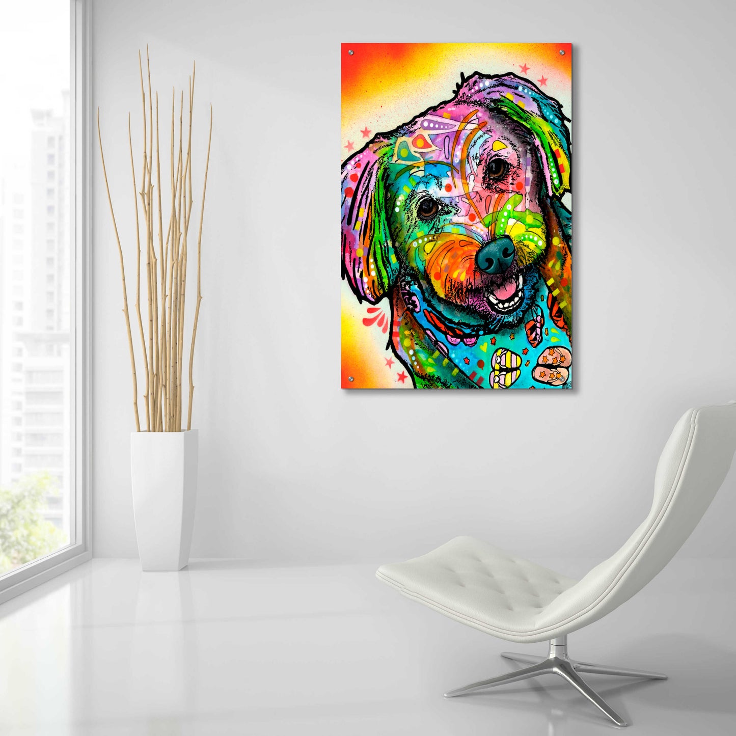 Epic Art 'Daisy' by Dean Russo, Acrylic Glass Wall Art,24x36