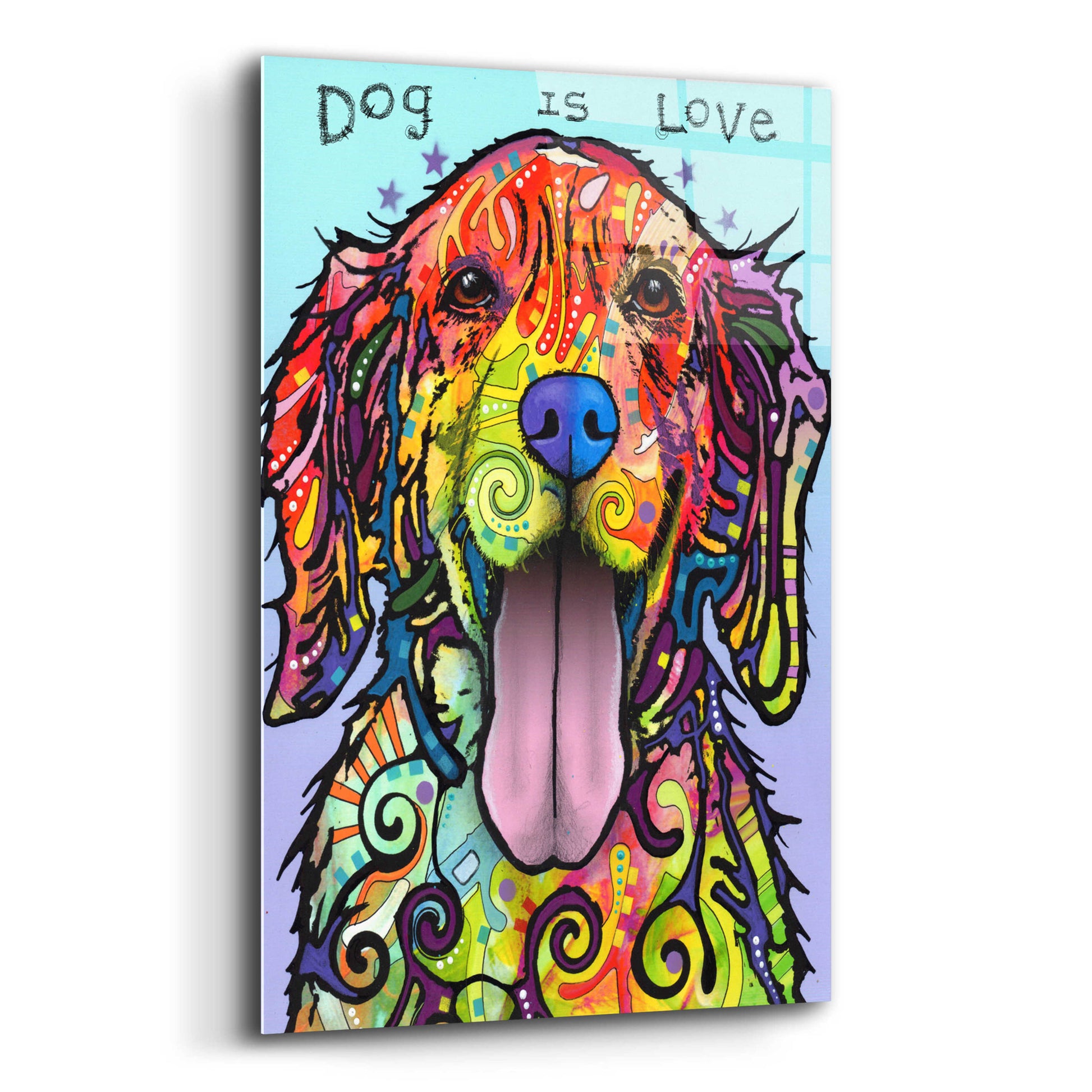 Epic Art 'Dog Is Love' by Dean Russo, Acrylic Glass Wall Art,12x16