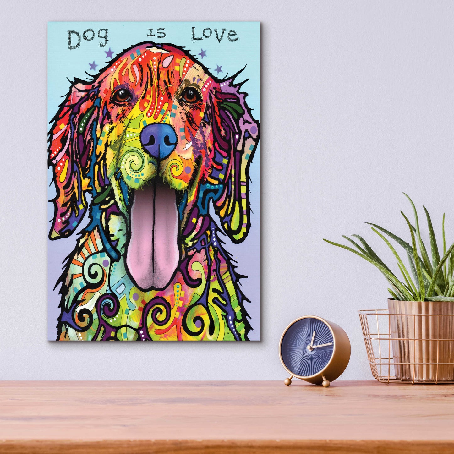 Epic Art 'Dog Is Love' by Dean Russo, Acrylic Glass Wall Art,12x16