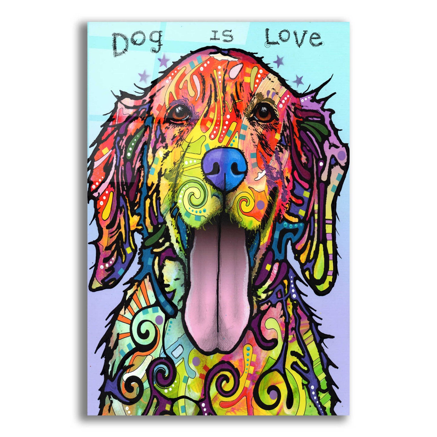 Epic Art 'Dog Is Love' by Dean Russo, Acrylic Glass Wall Art,12x16