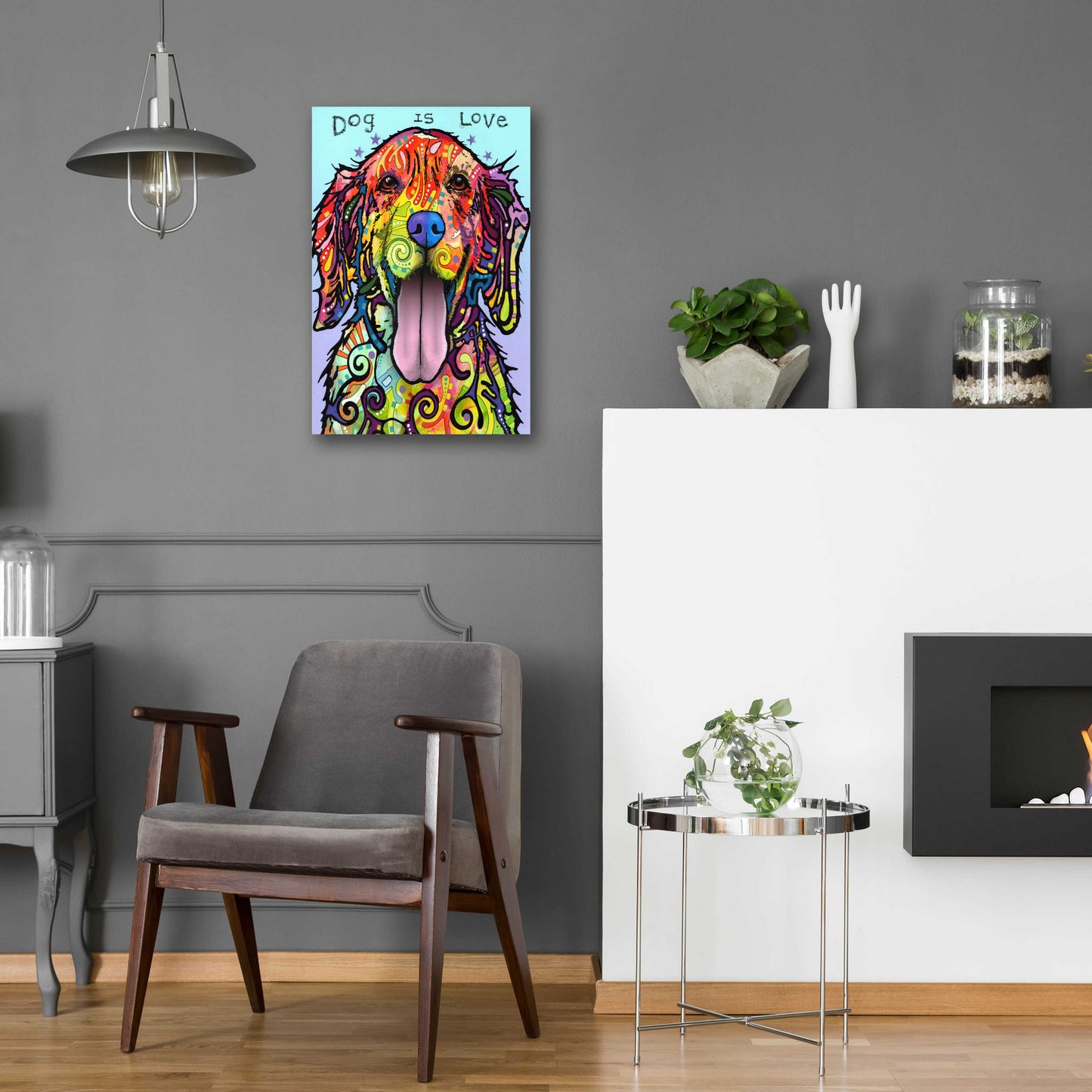 Epic Art 'Dog Is Love' by Dean Russo, Acrylic Glass Wall Art,16x24