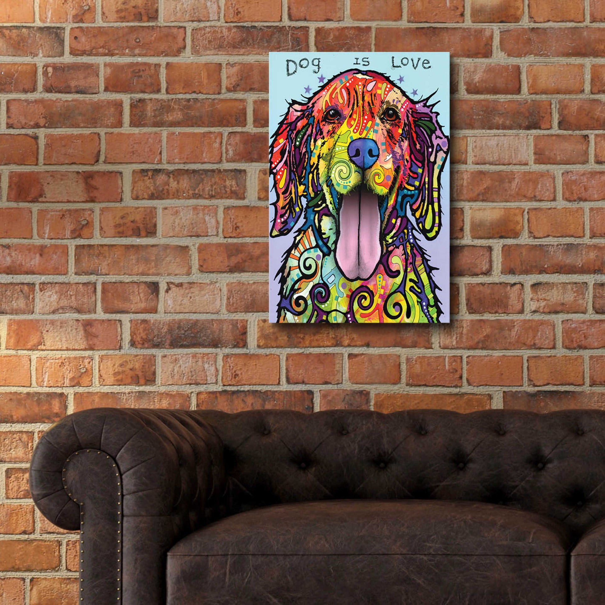 Epic Art 'Dog Is Love' by Dean Russo, Acrylic Glass Wall Art,16x24