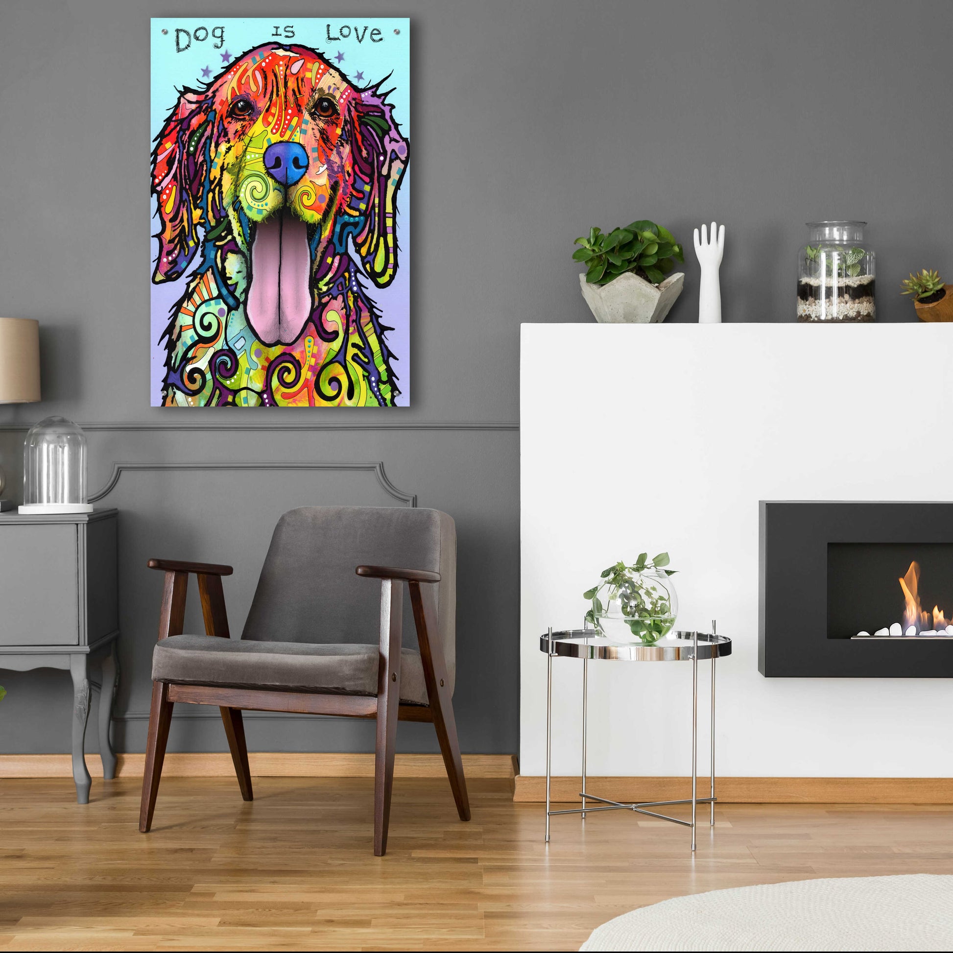 Epic Art 'Dog Is Love' by Dean Russo, Acrylic Glass Wall Art,24x36