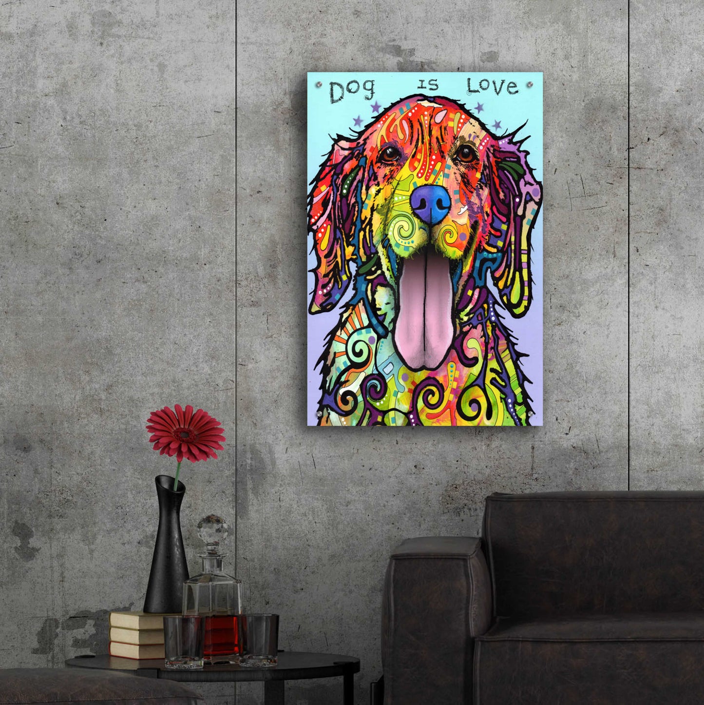 Epic Art 'Dog Is Love' by Dean Russo, Acrylic Glass Wall Art,24x36