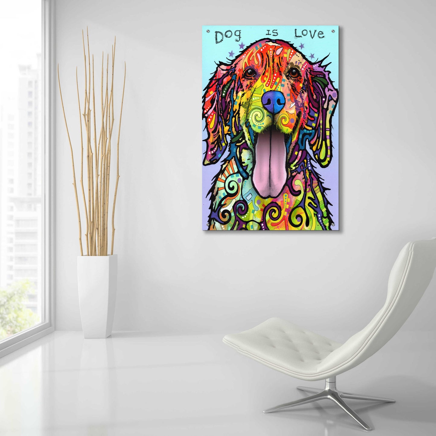 Epic Art 'Dog Is Love' by Dean Russo, Acrylic Glass Wall Art,24x36