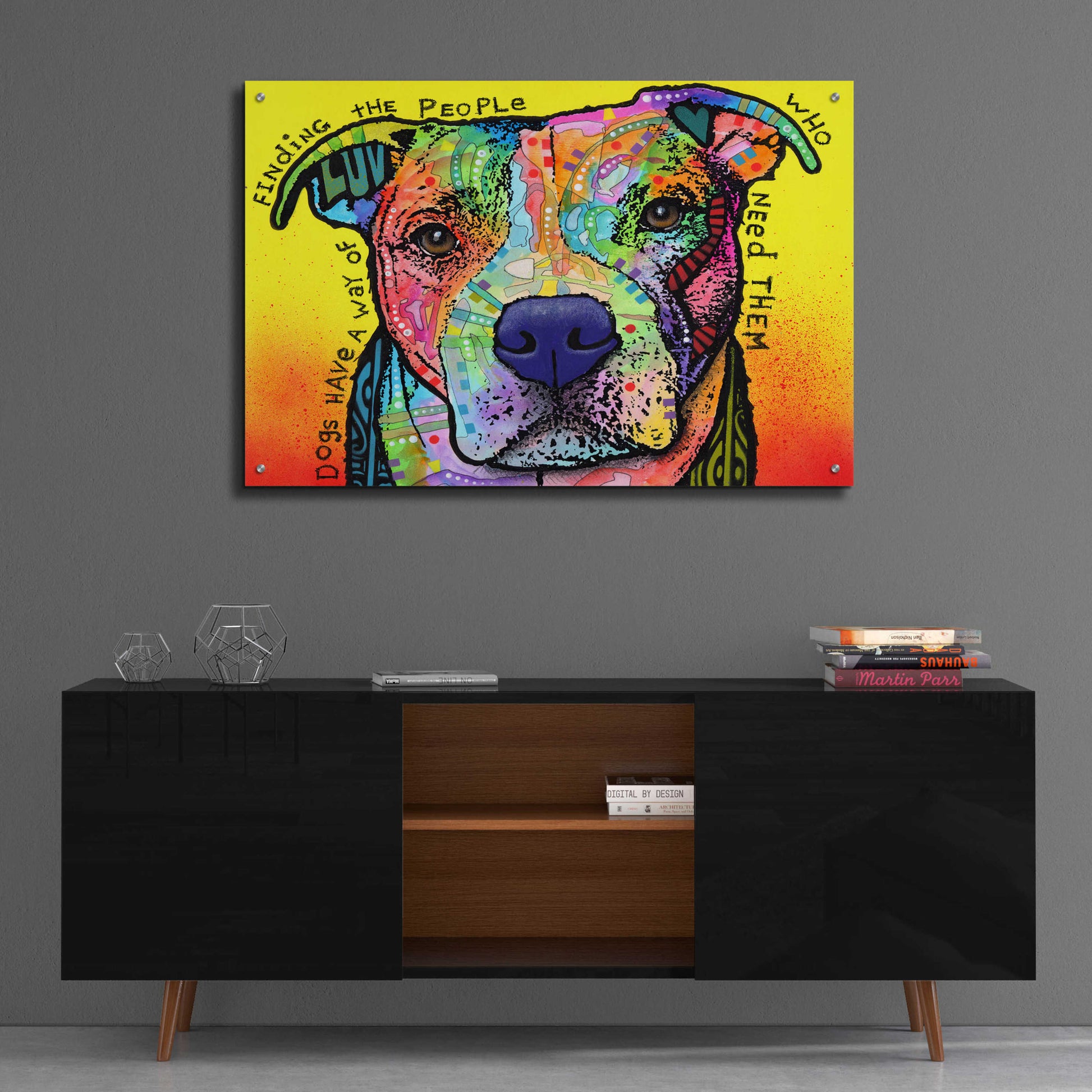 Epic Art 'Dogs Have A Way' by Dean Russo, Acrylic Glass Wall Art,36x24