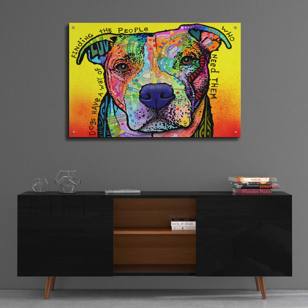 Epic Art 'Dogs Have A Way' by Dean Russo, Acrylic Glass Wall Art,36x24