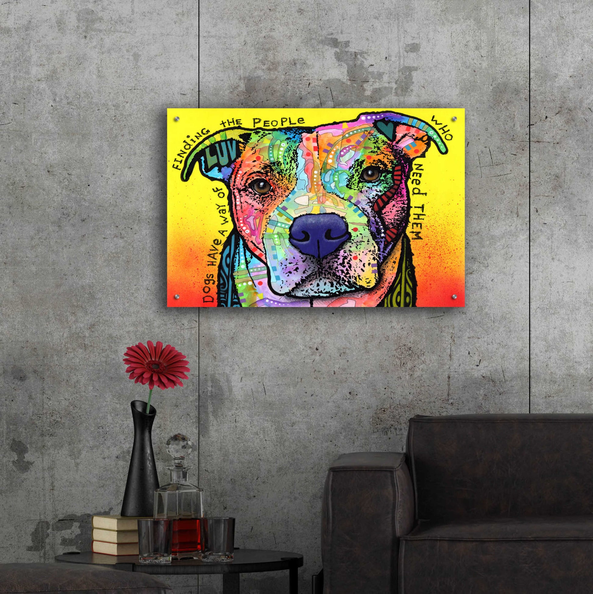 Epic Art 'Dogs Have A Way' by Dean Russo, Acrylic Glass Wall Art,36x24