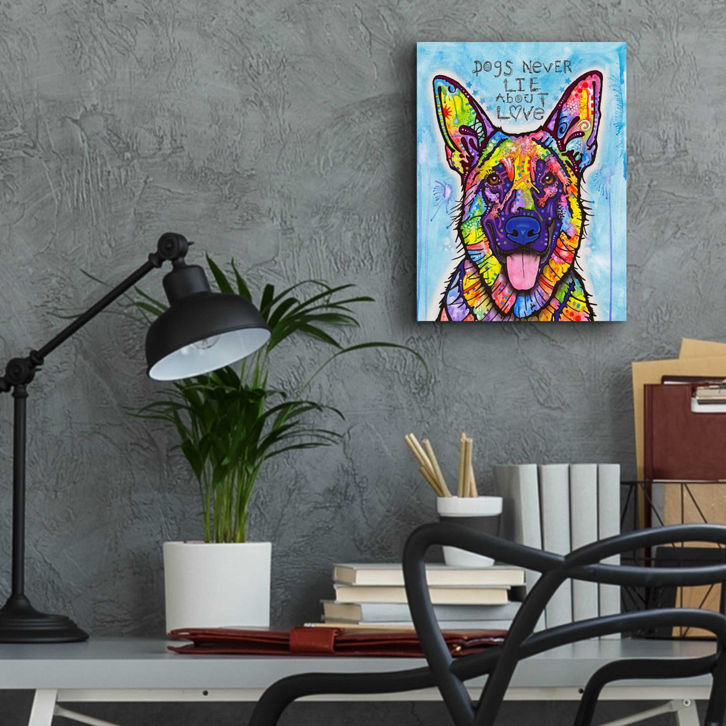 Epic Art 'Dogs Never Lie' by Dean Russo, Acrylic Glass Wall Art,12x16