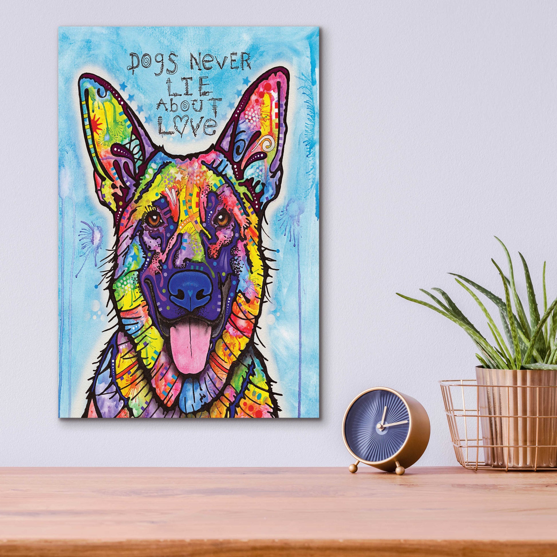 Epic Art 'Dogs Never Lie' by Dean Russo, Acrylic Glass Wall Art,12x16