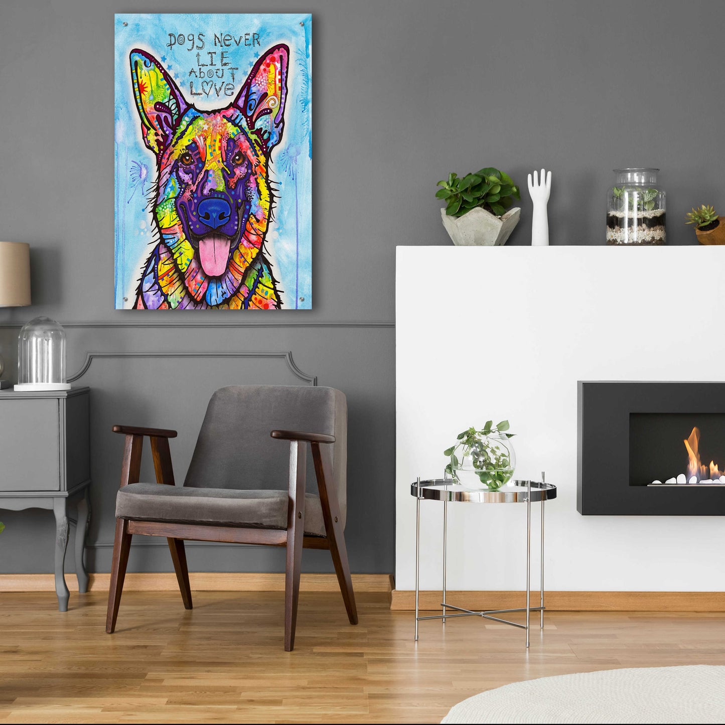 Epic Art 'Dogs Never Lie' by Dean Russo, Acrylic Glass Wall Art,24x36